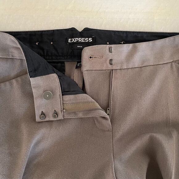 Express Editor Taupe/Beige/Neutral  Straight Leg Trousers Mid Rise, Slim, 8R - Picture 11 of 15